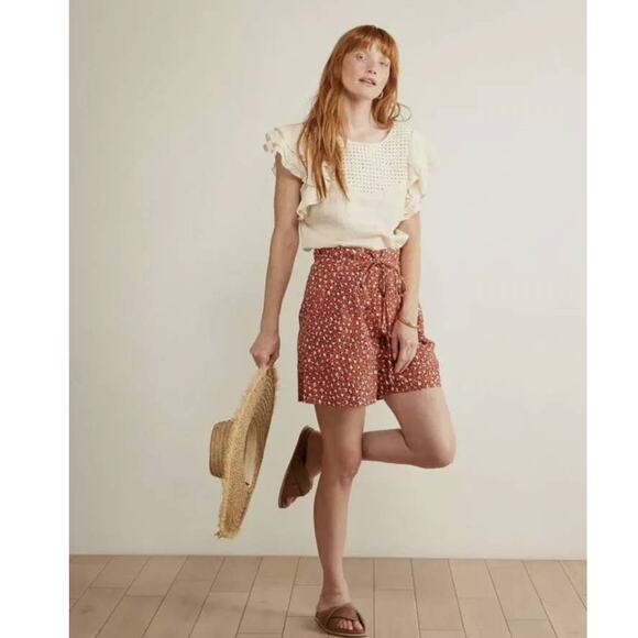 New Anthropologie x The Odells Malmo Belted Beach Shorts $248 SIZE 6 Red Motif - Picture 4 of 5